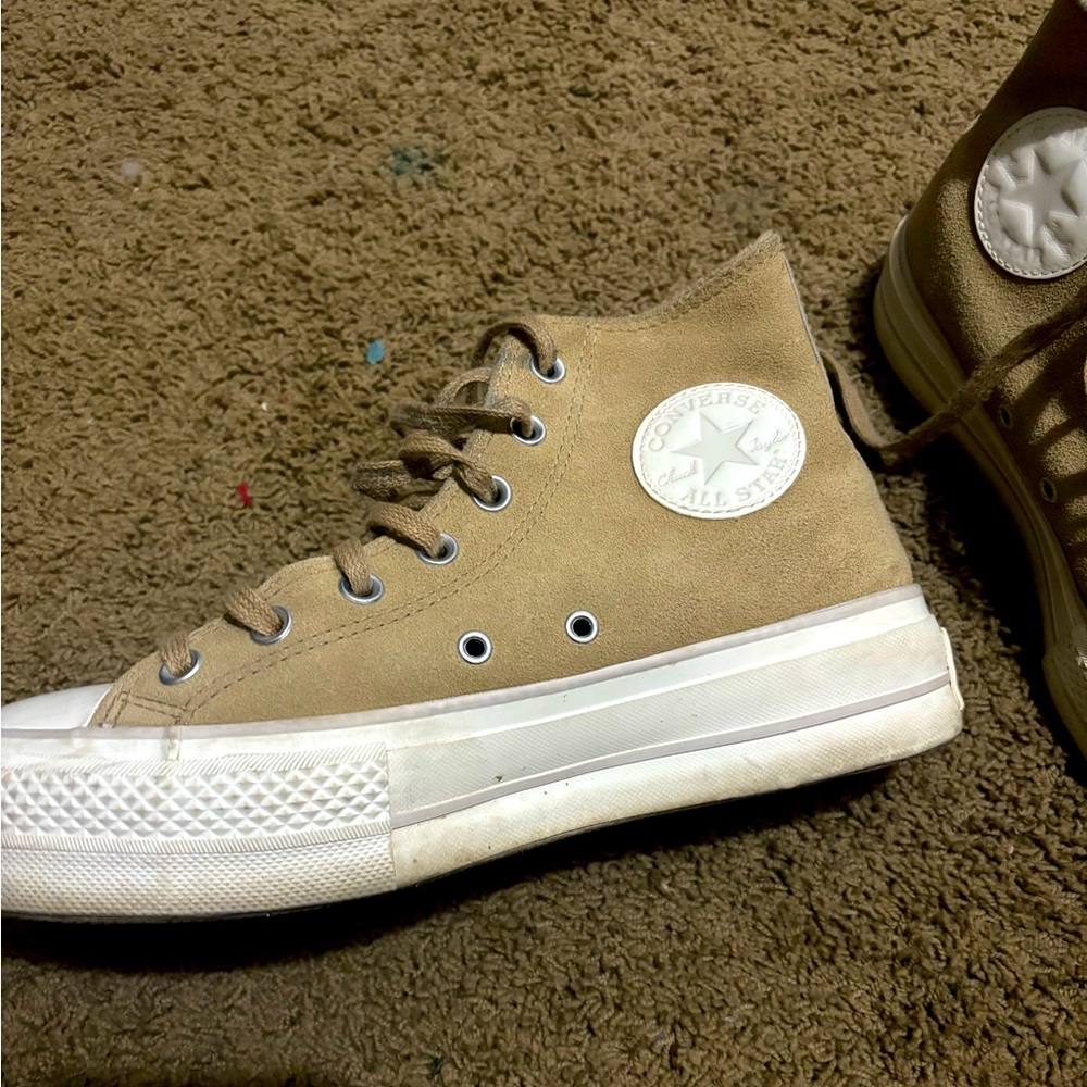 🧸Chuck Taylor All Star Suede Platform Shoes in Tan/brown - Picture 4 of 7